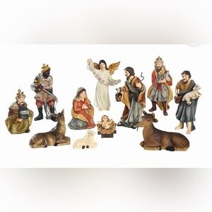 Nativity Set of 11 Figurines, Hand-Painted Resin Christmas Scene